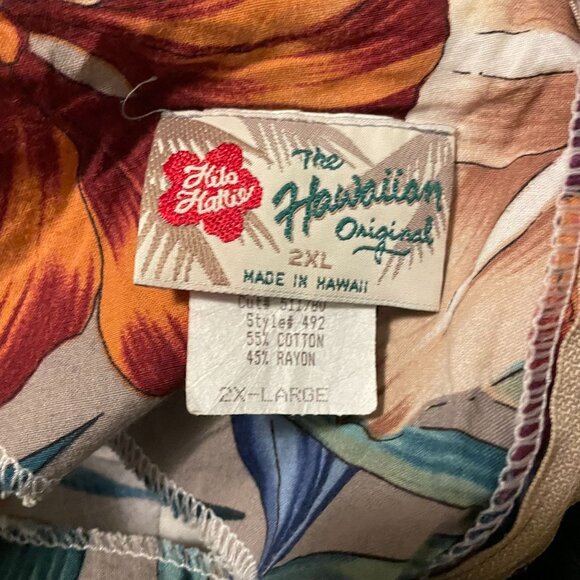 Hilo Hattie Brown and Blue Cotton Rayon Hawaiian Floral Short Sleeve Dress 2XL - Picture 4 of 5